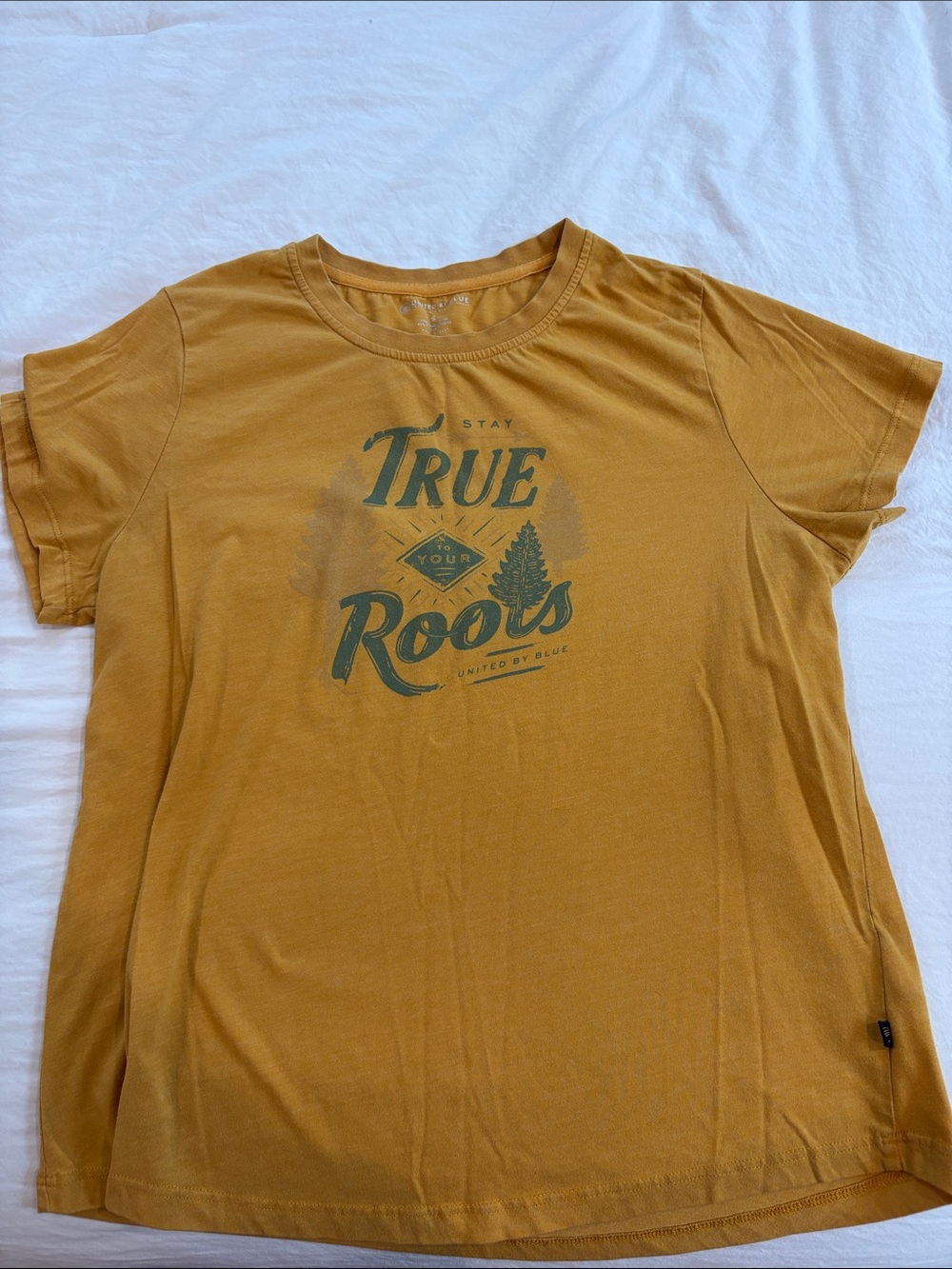 United by Blue Stay True mustard t-shirt